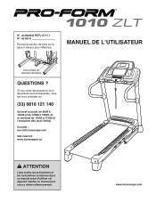 ProForm 1010 Zlt Treadmill French Manual