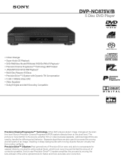 Sony DVP-NC875V Marketing Specifications (DVP-NC875V/B DVD Player)
