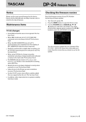 TEAC DP-24 DP-24 V1.02 Release Notes