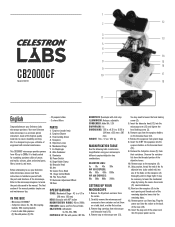 Celestron Celestron Labs CB2000CF Compound Microscope Celestron Labs CB2000CF Manual