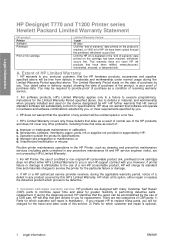 HP DesignJet T700 Hewlett Packard Limited Warranty Statement