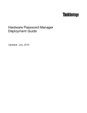 Lenovo ThinkPad W700 (English) Hardware Password Manager Deployment Guide