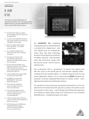 Behringer X18 Product Information Document