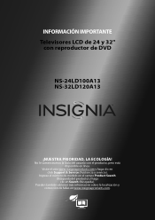 Insignia NS-24LD100A13 Important Information (Spanish)