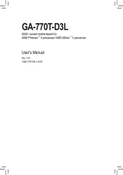 Gigabyte GA-770T-D3L Manual