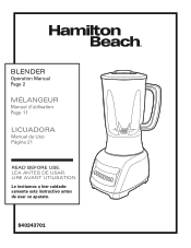 Hamilton Beach 50123 Use and Care Manual