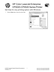 HP Color LaserJet Enterprise CP4025 HP Color LaserJet Enterprise CP4020/CP4520 Series Printer - Get help for any printing option with Windows