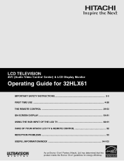 Hitachi 32HLX61 Owners Guide