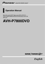 Pioneer AVHP7800DVD Owner's Manual