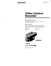 Sony CCD-TR930 Operating Instructions  (primary manual)