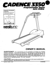 Weslo Cadence 3350 Treadmill English Manual