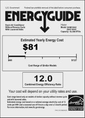 Haier QHC10AX Energy Guide