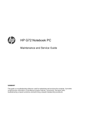 HP G72-b62US HP G72 Notebook PC - Maintenance and Service Guide
