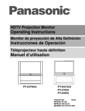 Panasonic PT53TW54J PT47X54 User Guide