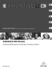 Behringer EURORACK PRO RX1602 Quick Start Guide