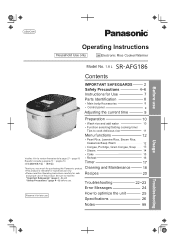 Panasonic SR-AFG186 Operating Instructions