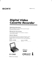 Sony GV-900E Operating Instructions  (primary manual)