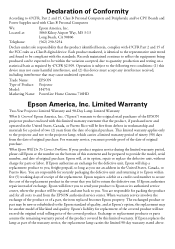 Epson PowerLite Home Cinema 710HD Warranty Statement