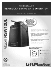 LiftMaster RSW12UL Installation Manual