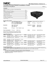 NEC NP-PX700W Installation Guide