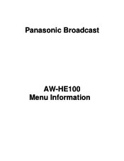 Panasonic AW-HE100 Menu Operations