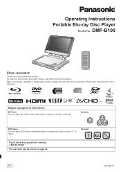 Panasonic DMP-B100S Operating Instructions CA