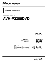 Pioneer AVH-P2300DVD Owner's Manual