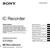 Sony ICD P620 Operating Instructions