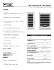 Viking 15inch Stainless Steel Interior Undercounter Wine Cellar Two-Page Specifications Sheet