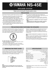 Yamaha NS-45E Owner's Manual