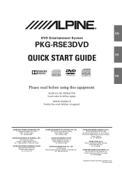 Alpine PKG-RSE3DVD Quick Start Guide