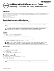 Dell W-Series 314 310 Series Regulatory Compliance and Safety Information Guide