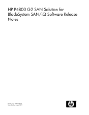 HP StoreVirtual 4335 9.0.01 HP P4800 G2 SAN Solution for BladeSystem SANiQ Software Release Notes (BV931-96007, March 2011)