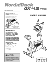 NordicTrack Gx 4.2 Pro Bike English Manual