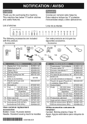 Brother International VX3250F Notification about included accessories