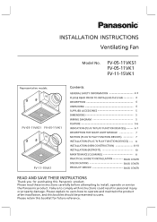 Panasonic FV-05-11VK1 Installation Instructions