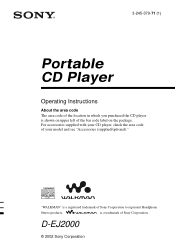 Sony D-EJ2000 Operating Instructions  (primary manual)