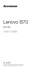 Lenovo B70-80 Laptop (English) User Guide - Lenovo B70-80 Laptop