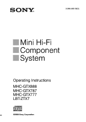 Sony MHC-MDX10 Operating Instructions