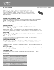 Sony SRS-BTS50 Marketing Specifications (Blue model)