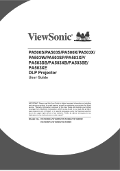 ViewSonic PA503W - 3800 Lumens WXGA Home with HDMI and Vertical Keystone User Guide For VN Only