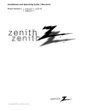 Zenith Z20LCD1 Operation Guide
