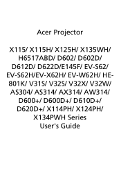 Acer X125H User Manual