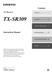 Onkyo TX-SR309 Owner Manual