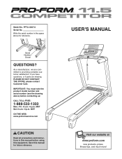 ProForm 11.5 Competitor Treadmill English Manual