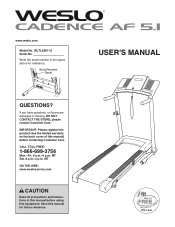 Weslo Cadence Af 5.1 Treadmill English Manual