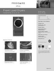 Frigidaire FAQG7072LW Product Specifications Sheet (English)