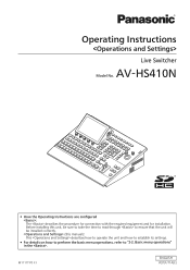 Panasonic AV-HS410 Operating Instructions Advanced