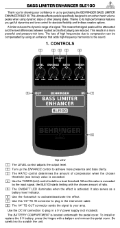 Behringer BLE100 Manual