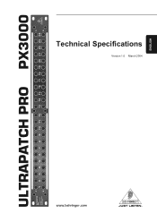 Behringer PX3000 Specifications Sheet